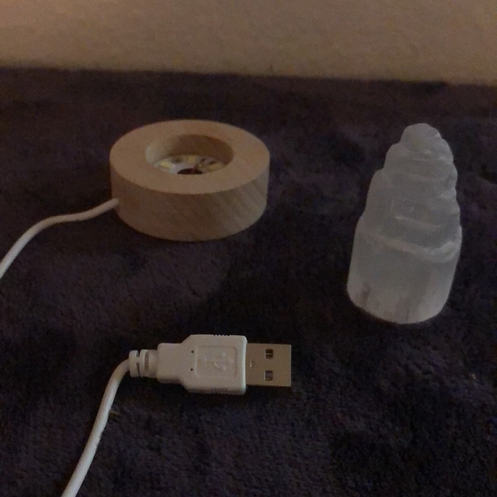 Selenite Tower Crystal Lamp - 3.36” Total - Picture 3 of 5